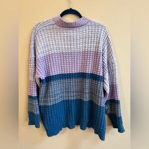 BDG Oversized Chunky Slouchy Comfy Cozy Purple Pastel Colorblock Sweater Top